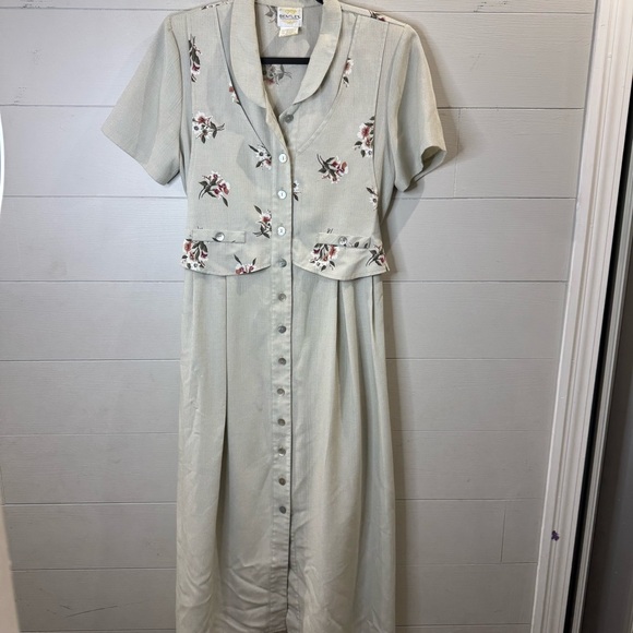 Bentley | Vintage 90's 80's Women's Floral Embroidered Button-Down Dress Size 10 - Picture 1 of 10